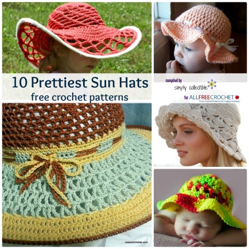 10 plus beaux chapeaux de soleil compilés par Simply Collectible pour AllFreeCrochet.com