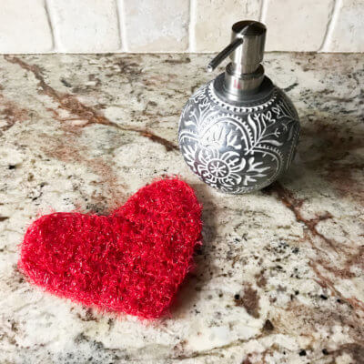 Sweetheart Scrubby Single Crochet Heart Pattern 