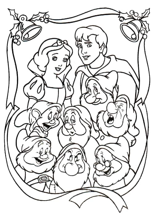 Coloriage de Blanche-Neige de Noël avec 7 ans