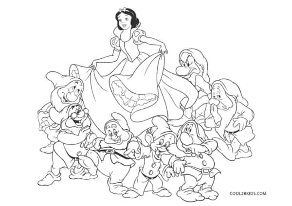 Coloriage Blanche-Neige imprimable avec sept ans