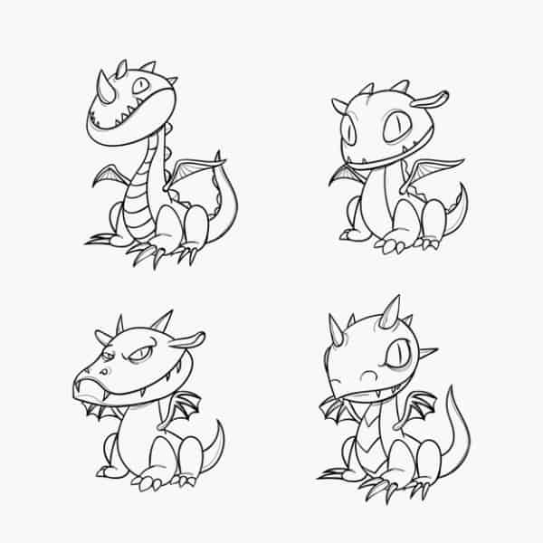 dessins de dragons à peindre