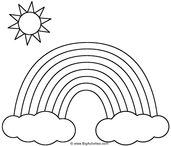 dessin simple du soleil avec arc en ciel à peindre