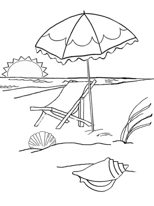 coucher de soleil sur la plage coloriage