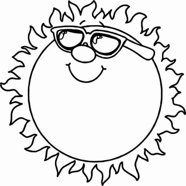 soleil de dessin animé avec des lunettes à peindre