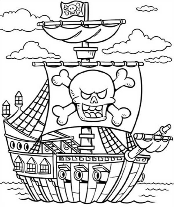 navire pirate avec crâne de pirate