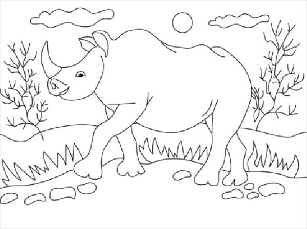 livre de coloriage de rhinocéros