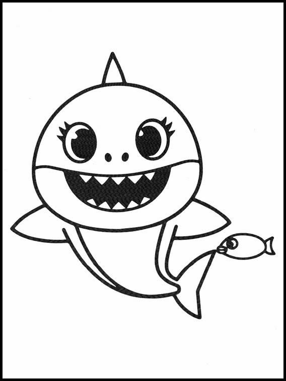 dessin simple de bébé requin avec poisson