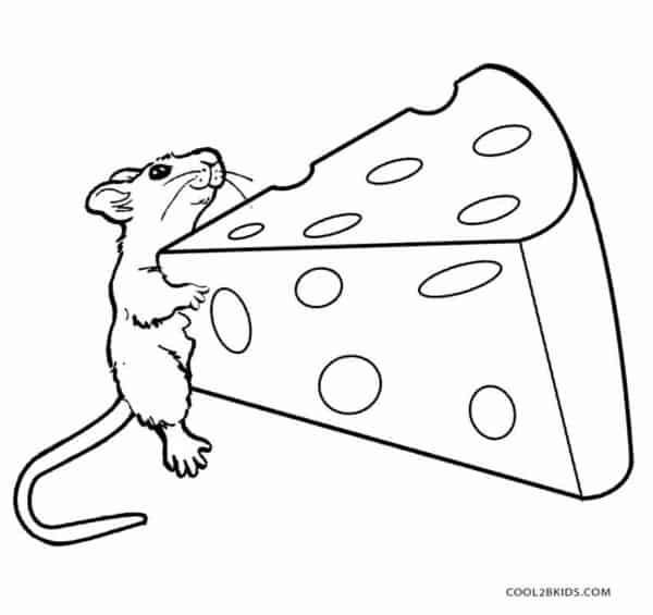 coloriage souris avec du fromage