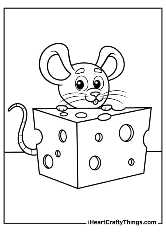 coloriage souris avec fromage à imprimer gratuitement