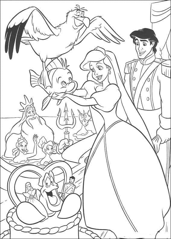 Coloriage Le mariage d'Ariel