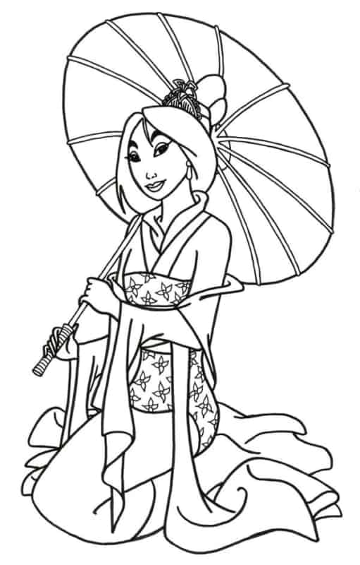 Coloriage Princesse Mulan à imprimer