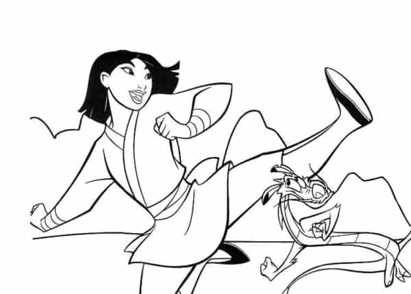 Coloriage - Mulan et Mushu