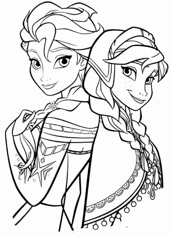 Coloriage Elsa et Anna