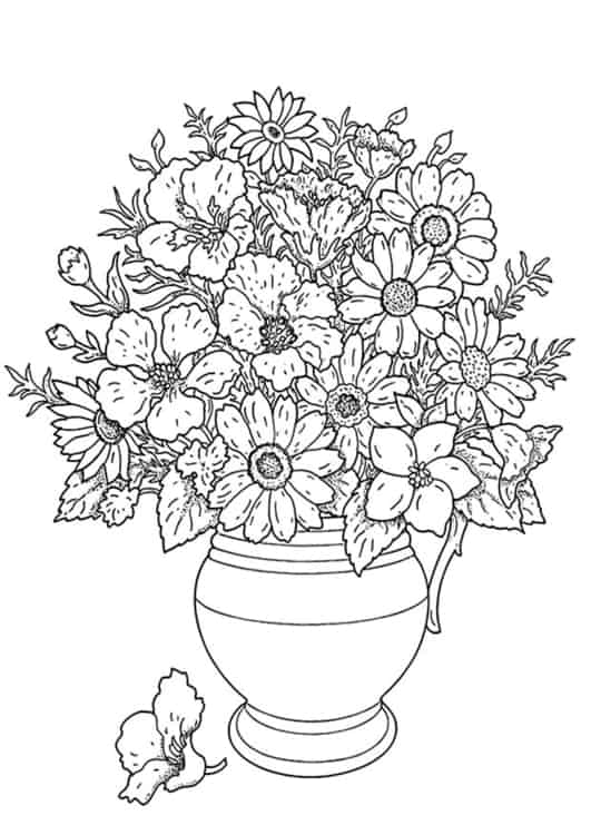 vase avec fleurs et tournesol à peindre