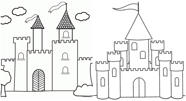 10 coloriages de château simples