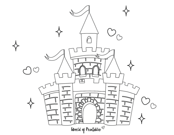 17 coloriages simples de château de princesse