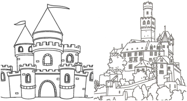 30 coloriages de grands châteaux