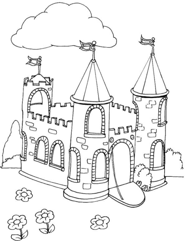 32 coloriages château médiéval