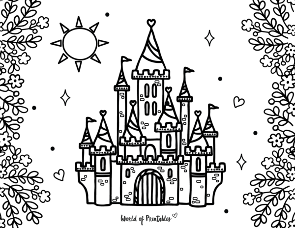 16 coloriages de château de princesse