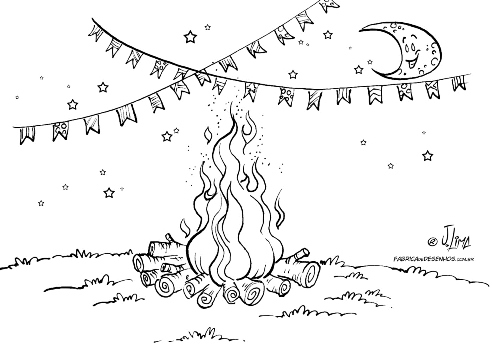 28 dessin avec feu de joie festa junina à colorier