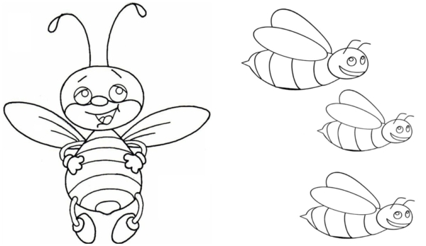 Coloriage 20 abeilles volantes