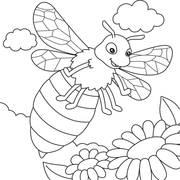 28 abeilles dessinant parmi les fleurs