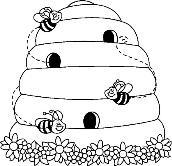 33 coloriages de ruche d'abeilles à imprimer et colorier