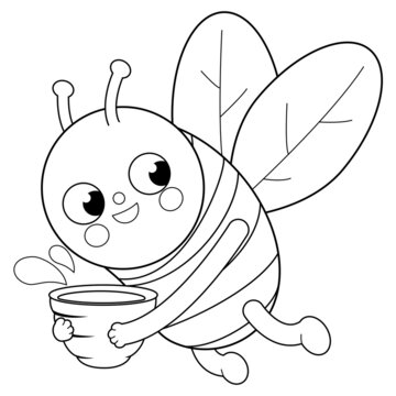 Coloriage 49 abeille volant avec du miel