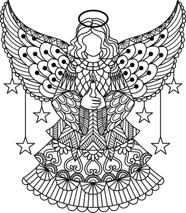 Coloriage 23 ange avec de grandes ailes
