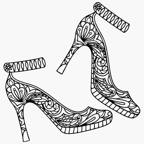 2 dessins de chaussure femme à colorier