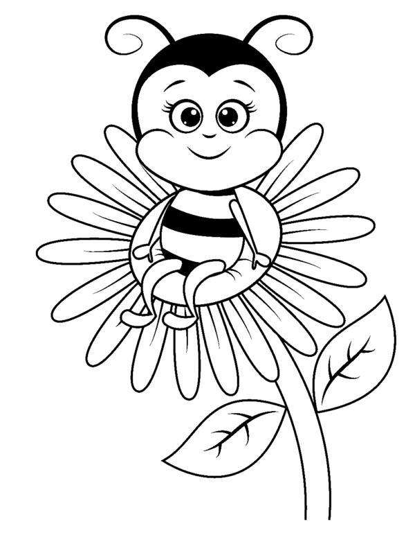 26 abeille assise dessinant sur une fleur