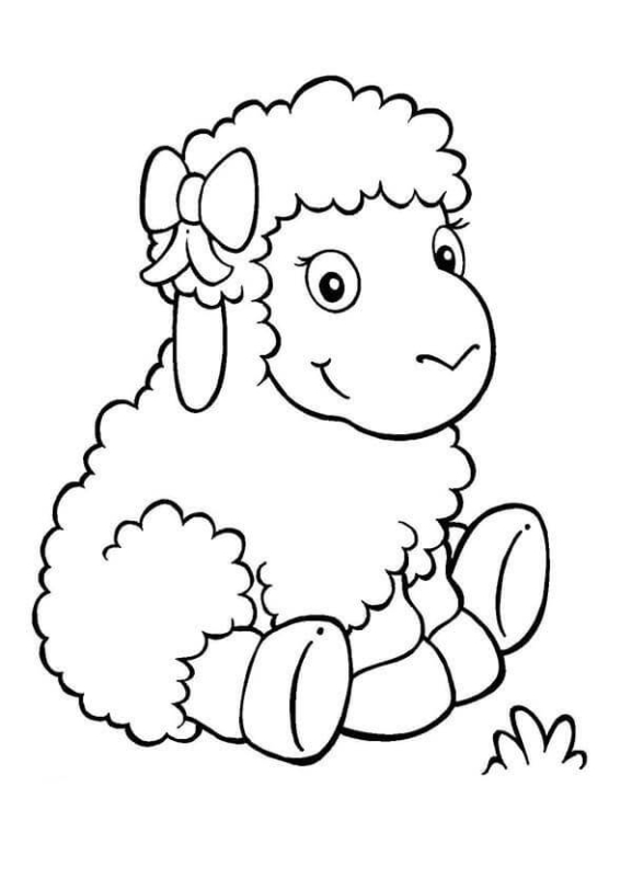 Coloriage 14 moutons avec un arc