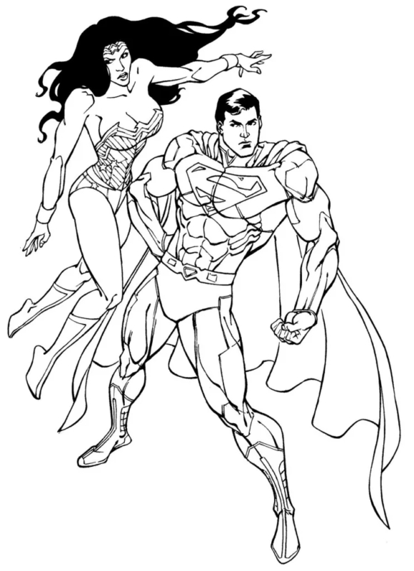 Coloriage 37 Wonder Woman avec Superman