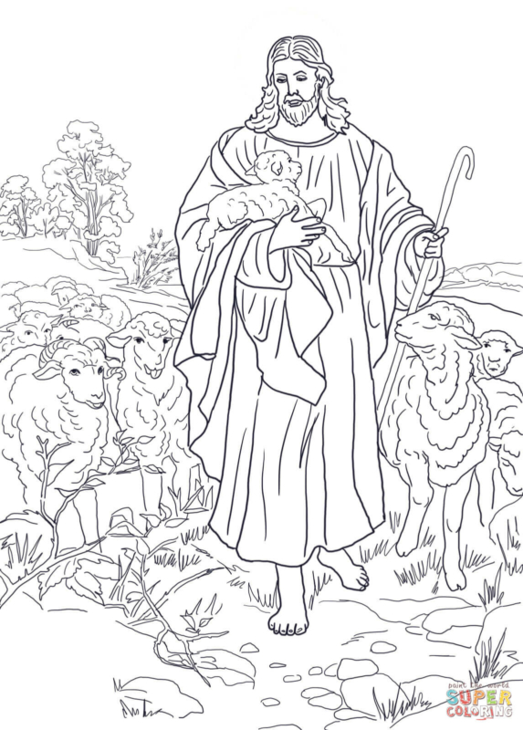 10 Activité de coloriage de Jésus avec un mouton