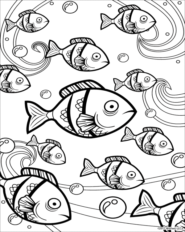 16 bancs de poissons à colorier
