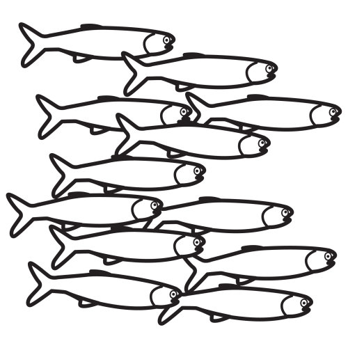 26 dessin simple d'un banc de poissons