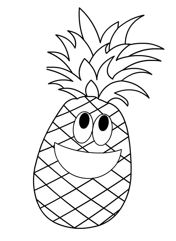 14 dessins amusants d'ananas à colorier