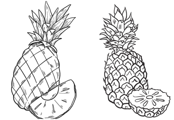 20 dessins d'ananas à imprimer et à colorier