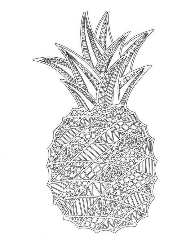 21 dessins d'ananas avec détails à colorier