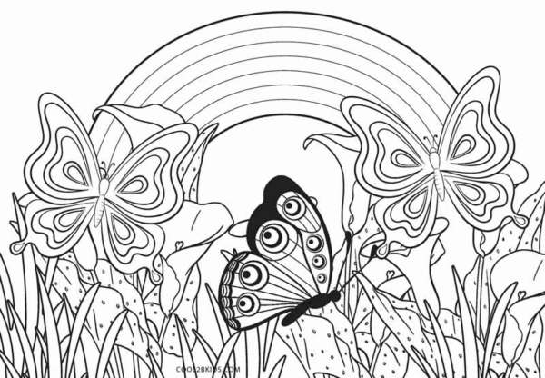 20 pages à colorier arc-en-ciel avec des papillons