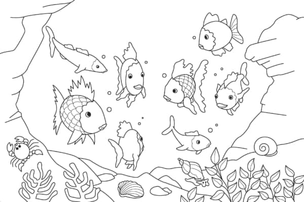 22 dessin avec des poissons sous la mer
