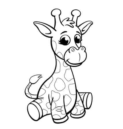 34 dessin animé mignon de girafe assise