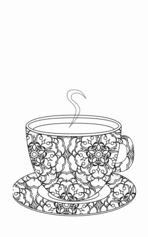 33 tasses à thé imprimées à colorier