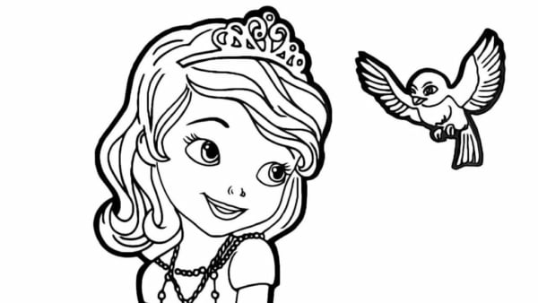 19 dessins simples de la princesse Sofia avec un oiseau