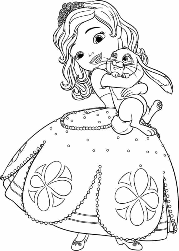 21 princesse Sofia dessinant avec un lapin