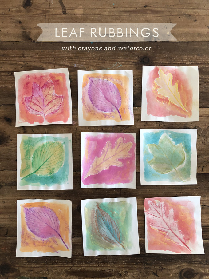 Frottements de feuilles avec des crayons