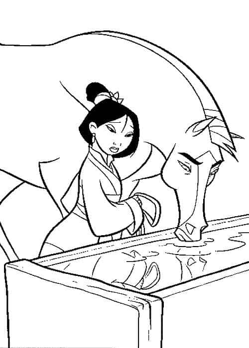 Coloriage Mulan et son cheval Pinterest Source