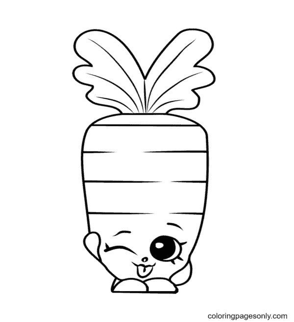 20 coloriages de carottes Shopkins seulement