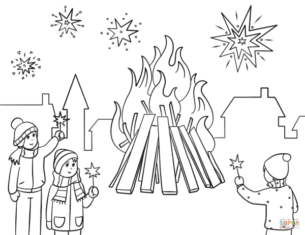 feu de joie coloriage 5