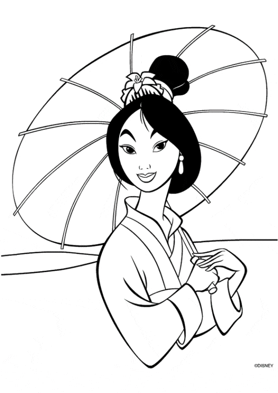 Mulan déguisé en geisha coloriage Pinterest Source